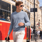 Pull col montant 100 % laine mérinos pour homme | Tricot doux de qualité supérieure