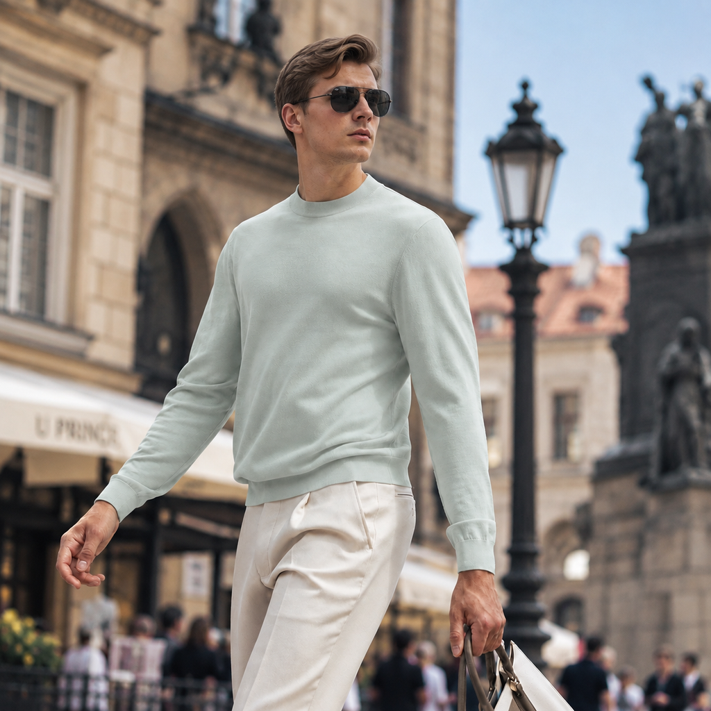 Pull col montant 100 % laine mérinos pour homme | Tricot doux de qualité supérieure