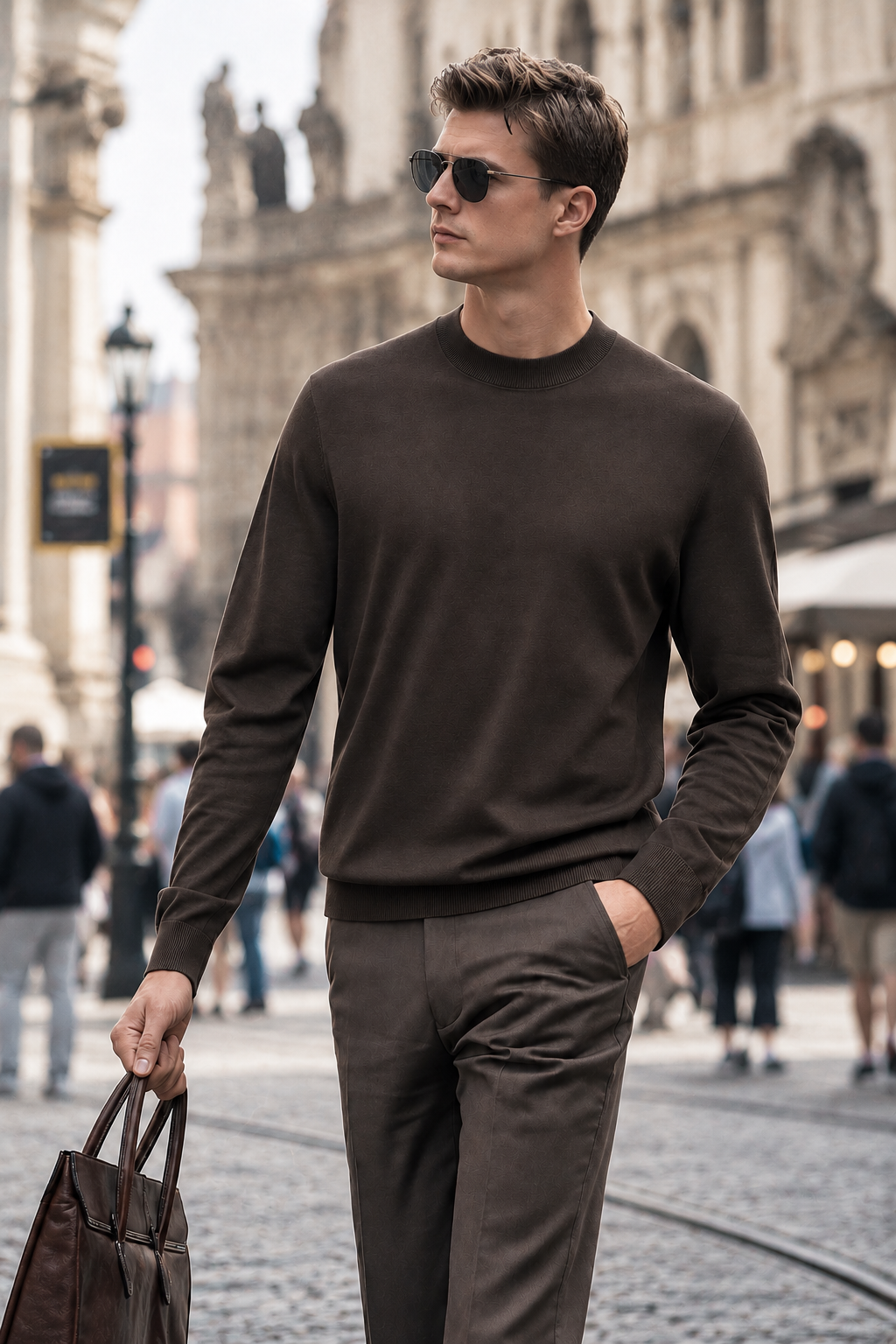 Pull col montant 100 % laine mérinos pour homme | Tricot doux de qualité supérieure