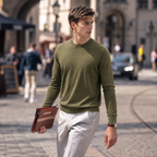 Pull col montant 100 % laine mérinos pour homme | Tricot doux de qualité supérieure
