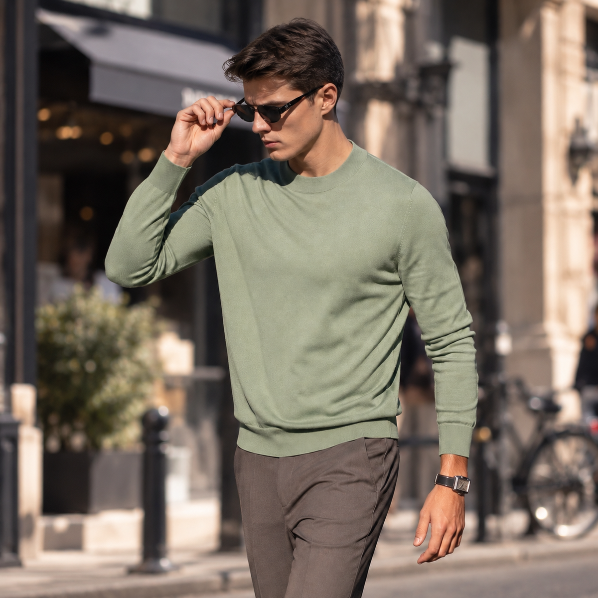 100% Merino Wool Mock Neck Sweater for Men | Soft Premium Knit Pullover