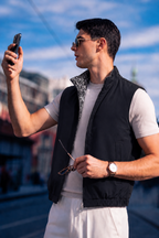 Wool-Blend Reversible Vest