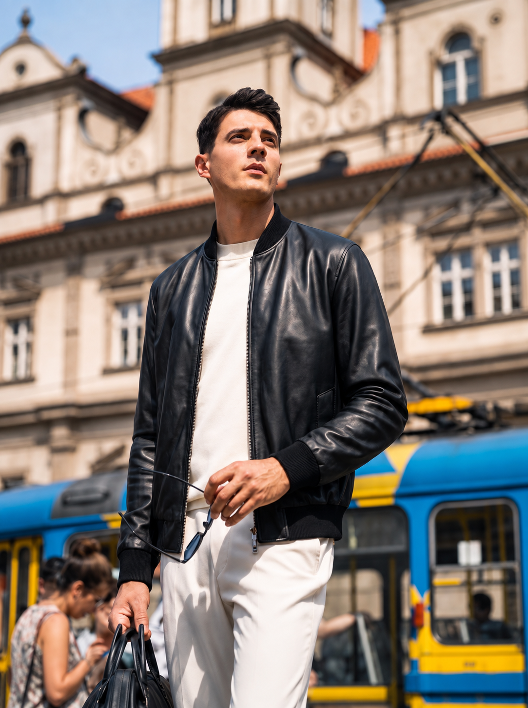 Lambskin Leather Bomber Jacket