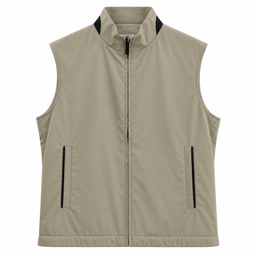 Reversible Wool-Blend Lightweight Zip Vest
