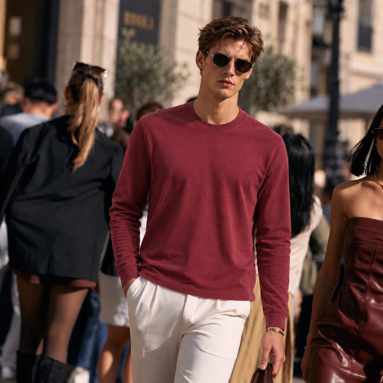 Luxe Cotton Modal Spandex Blend Men’s Long Sleeve Crew Neck Top, Silky Smooth Stretch Breathable Everyday Layering Essential