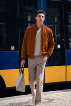 Suede Leather Bomber Jacket
