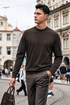100% Merino Wool Mock Neck Sweater for Men | Soft Premium Knit Pullover