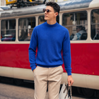 Men’s Premium 100% Wool Ribbed Mock Neck Sweater | Quiet Luxury Old‑Money Pullover