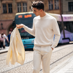 100% Merino Wool Textured Crewneck Sweater