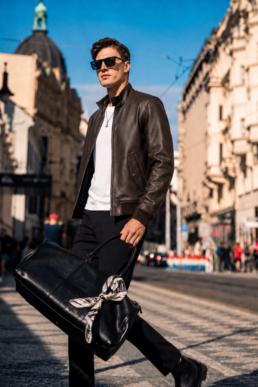 Lambskin Stand-Collar Blouson Jacket