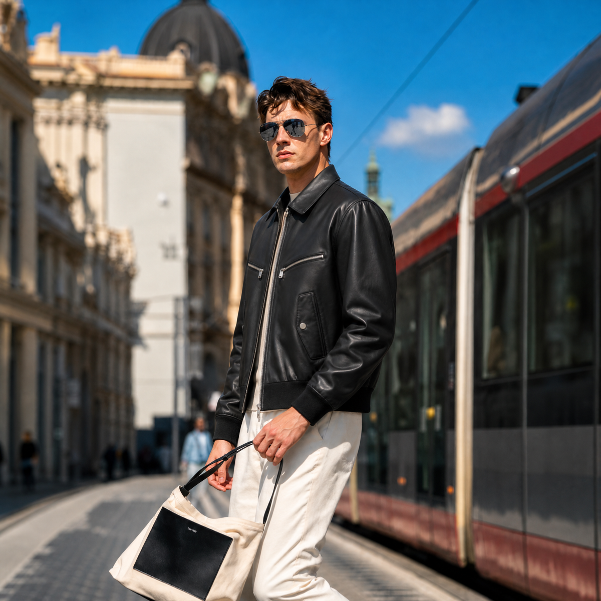 Lambskin Zip Blouson Jacket