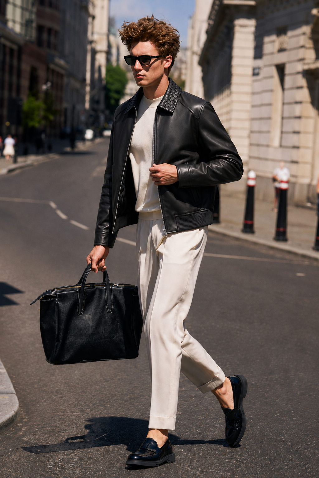Lambskin Leather Zip Jacket
