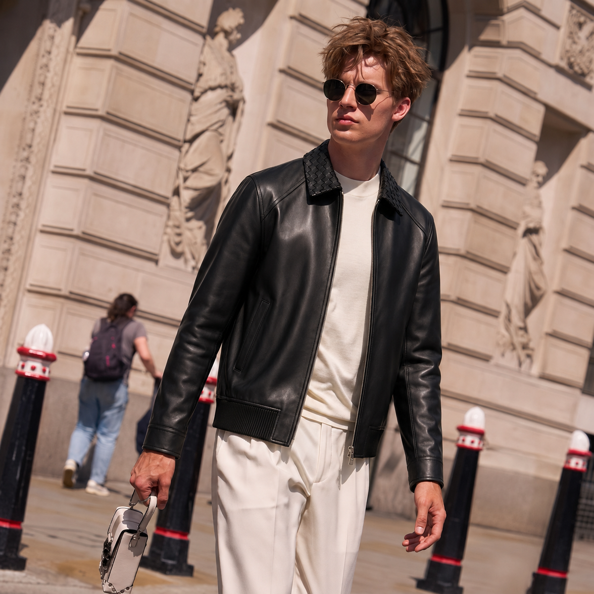 Lambskin Leather Zip Jacket