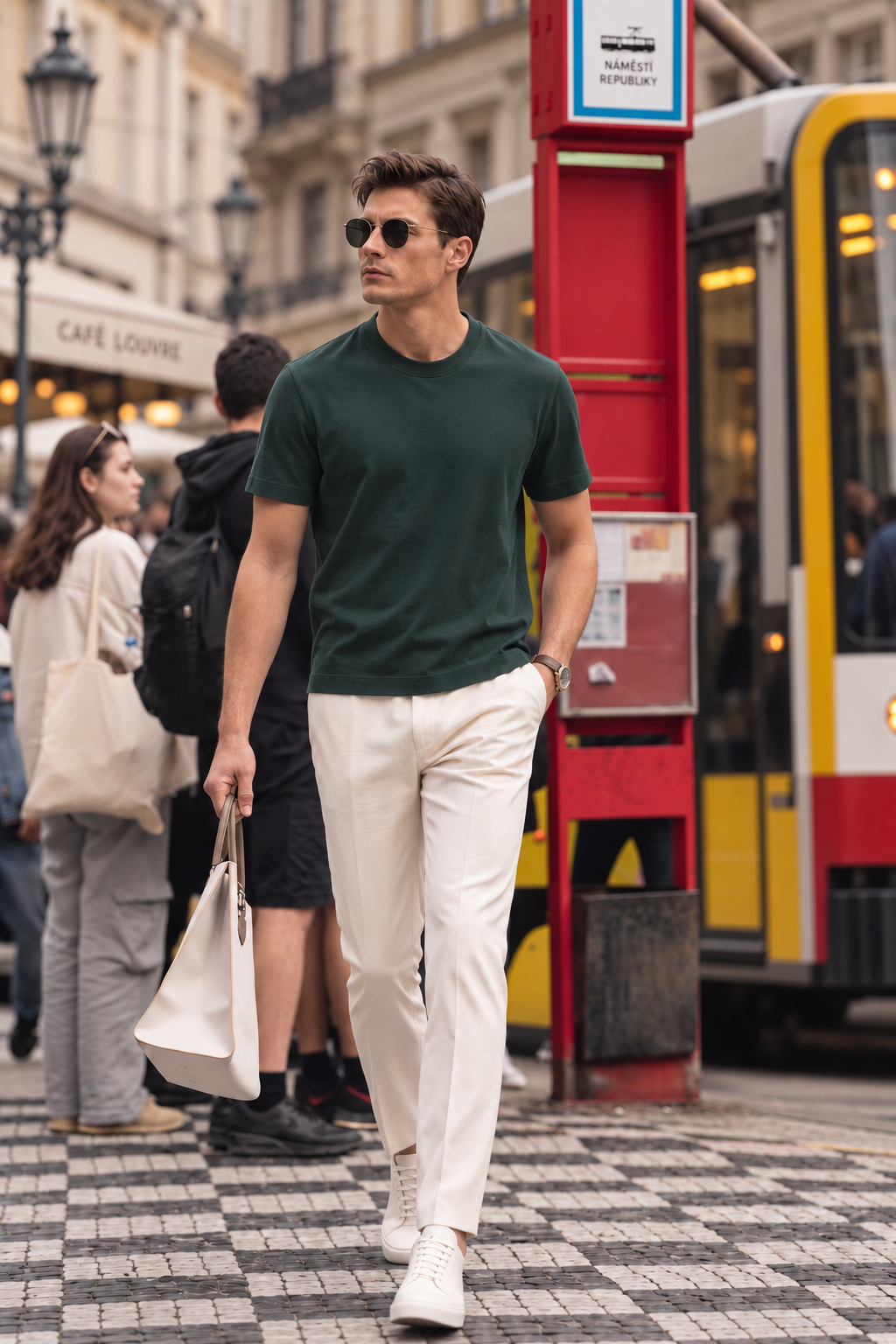 Boveme Men's Crew Neck Short Sleeve T-Shirt, Premium Cotton Modal and Spandex Blend, Soft Stretch Understated Quiet Luxury Everyday Basic Top