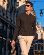 Boveme Premium Cotton Silk Cashmere Blend Men’s Crew Neck Long Sleeve Base Layer, Ultra Soft Breathable Understated Quiet Luxury Versatile Layering Top