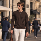 Luxe Cotton Modal Spandex Blend Men’s Long Sleeve Crew Neck Top, Silky Smooth Stretch Breathable Everyday Layering Essential