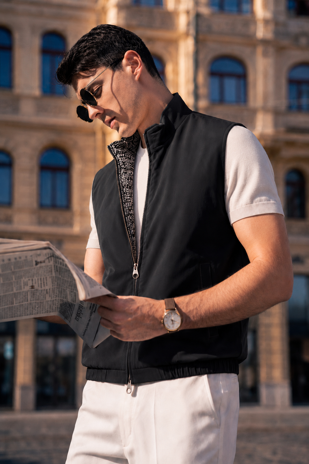 Wool-Blend Reversible Vest