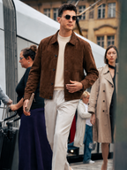 Suede Leather Shirt Jacket