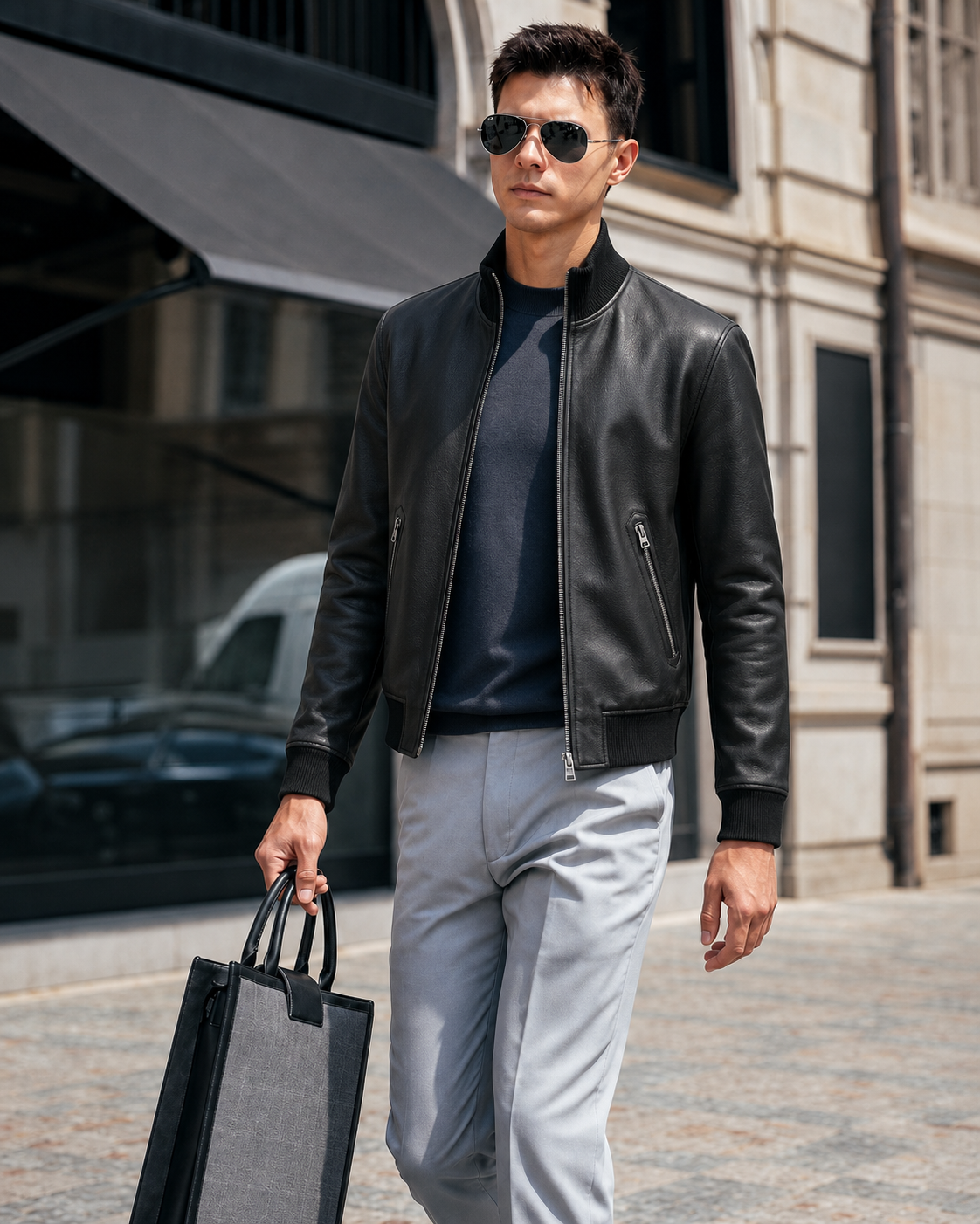 Lambskin Leather Bomber Jacket