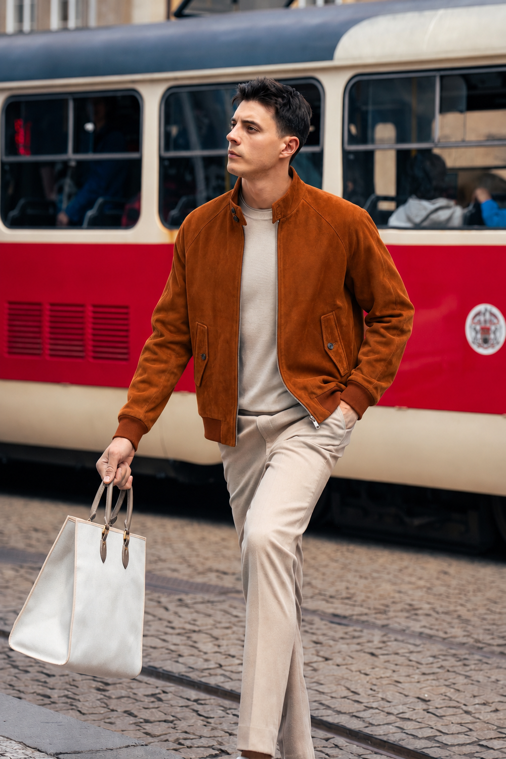 Suede Leather Bomber Jacket