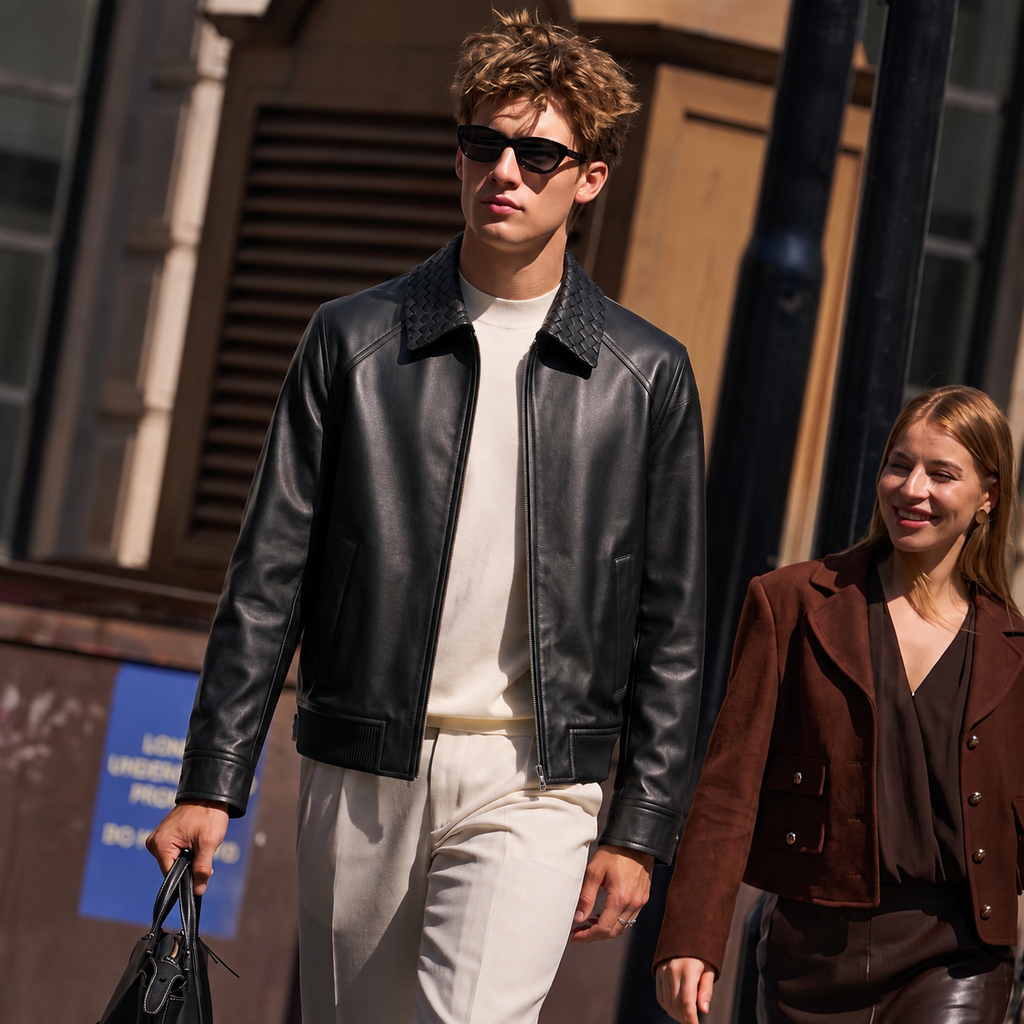Lambskin Leather Zip Jacket