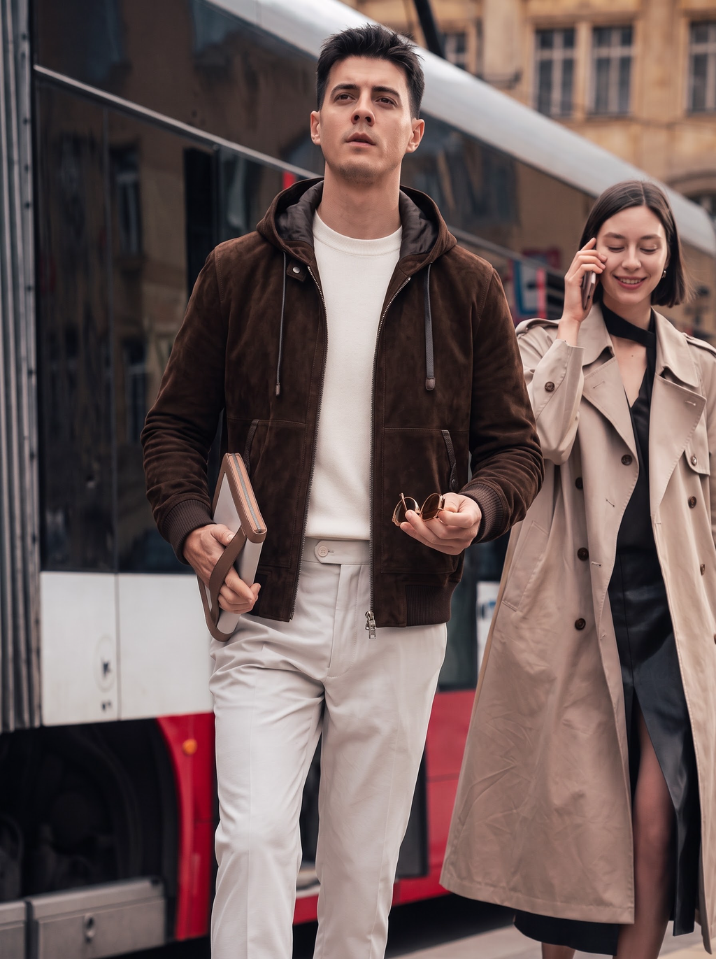 Suede Hooded Leather Jacket