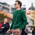 Men’s Premium 100% Wool Ribbed Mock Neck Sweater | Quiet Luxury Old‑Money Pullover