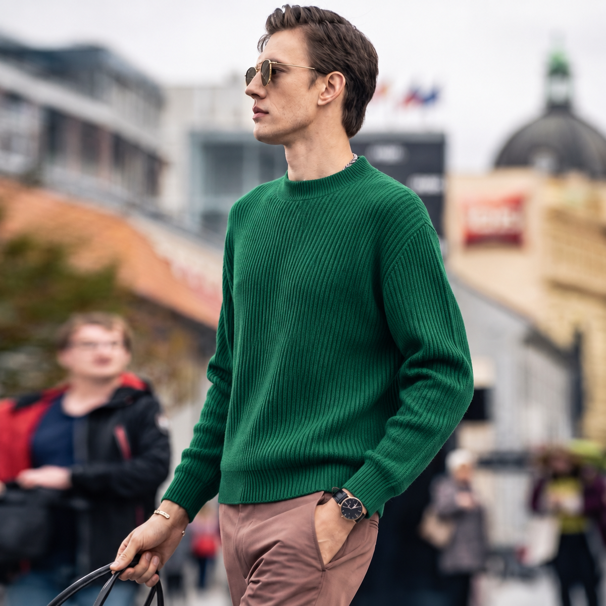 Men’s Premium 100% Wool Ribbed Mock Neck Sweater | Quiet Luxury Old‑Money Pullover