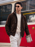 Suede Hooded Leather Jacket