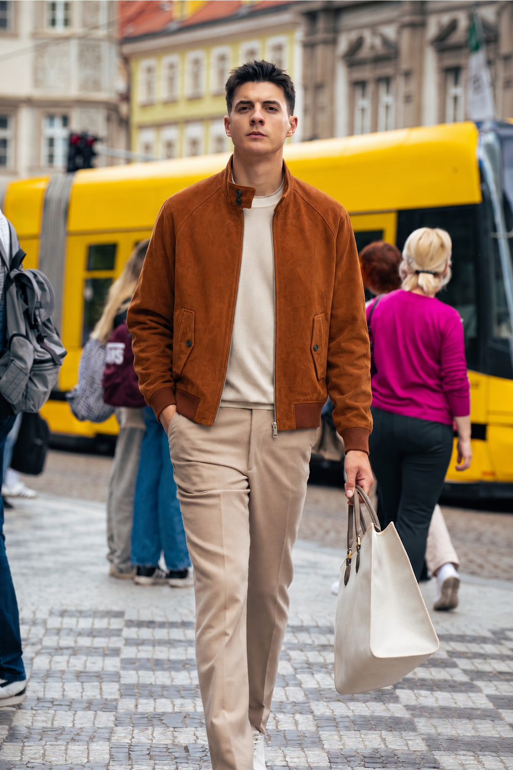 Suede Leather Bomber Jacket