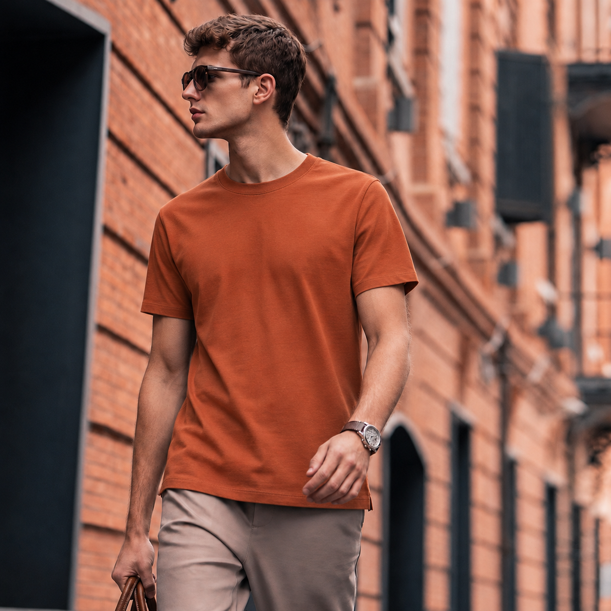 Boveme Men's Crew Neck Short Sleeve T-Shirt, Premium Cotton Modal and Spandex Blend, Soft Stretch Understated Quiet Luxury Everyday Basic Top