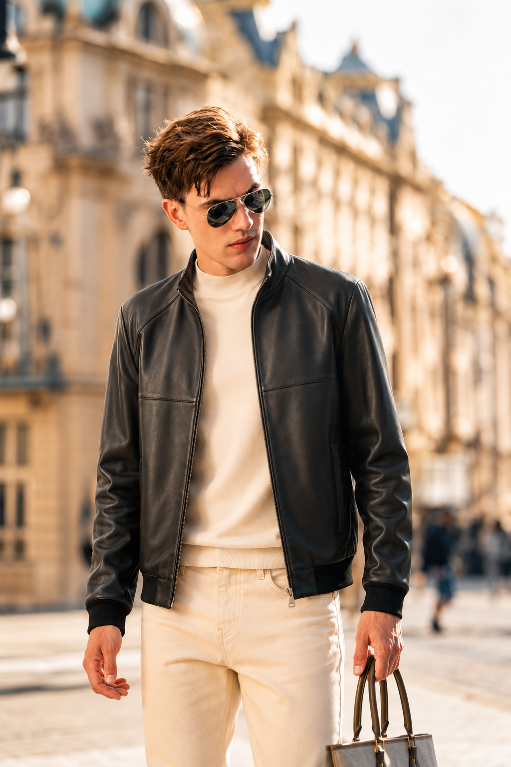 Lambskin Stand-Collar Jacket