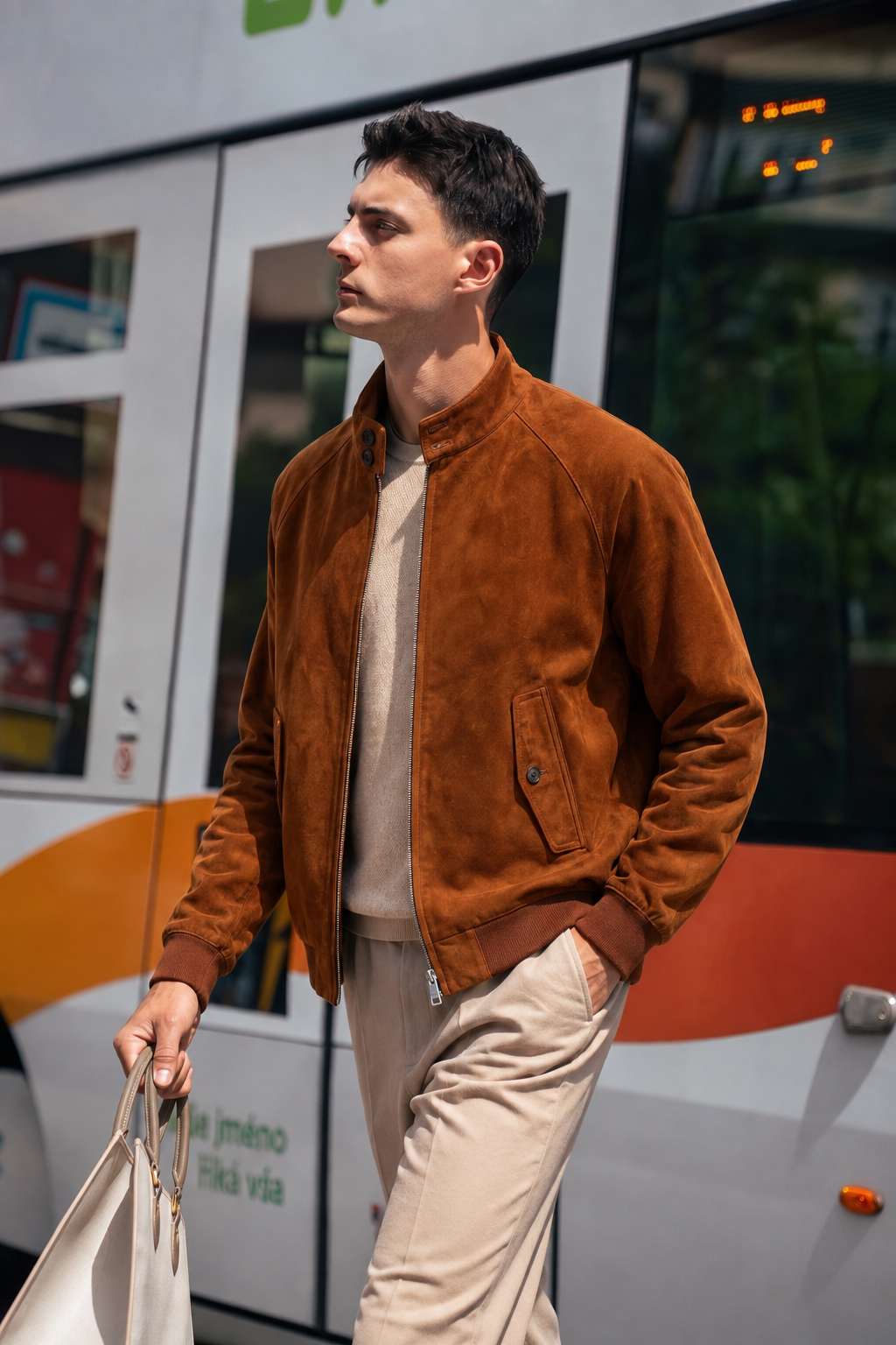 Suede Leather Bomber Jacket