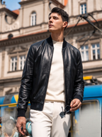 Lambskin Leather Bomber Jacket