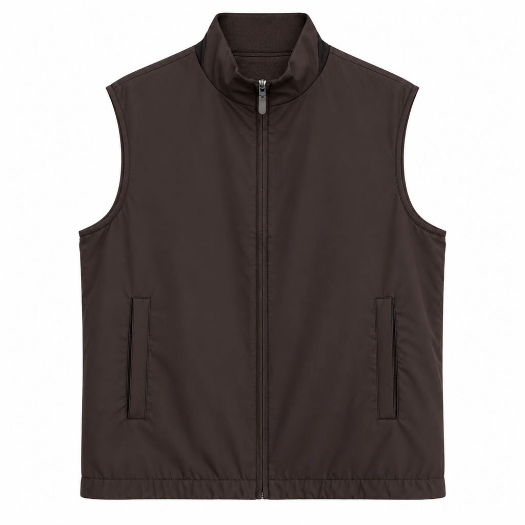 Reversible Wool-Blend Lightweight Zip Vest