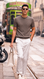Cotton-Silk Cable Knit Crewneck
