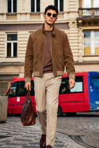 Suede Stand-Collar Blouson Jacket