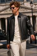 Lambskin Leather Zip Jacket